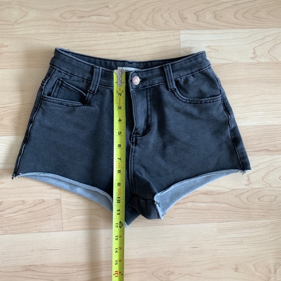 High Rise Stretchy Charcoal Grey Denim Shorts - Picture 8 of 8